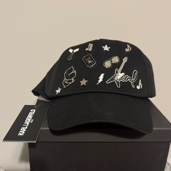 Karl Lagerfeld Accessories - Karl Lagerfeld Unisex Black Hat with Silver Embellishments